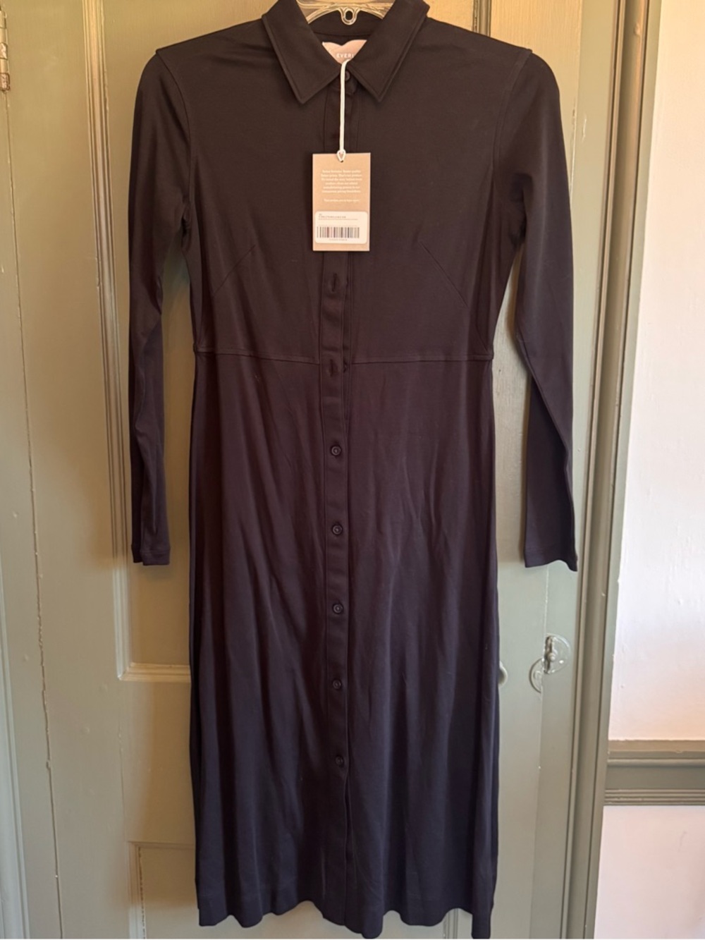 Everlane Black Luxe Cotton Shirtdress NWT - Picture 2 of 7